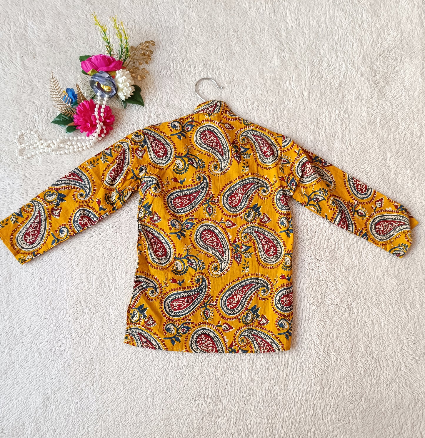 Mustard Paisley printed Kurta -Pyjama
