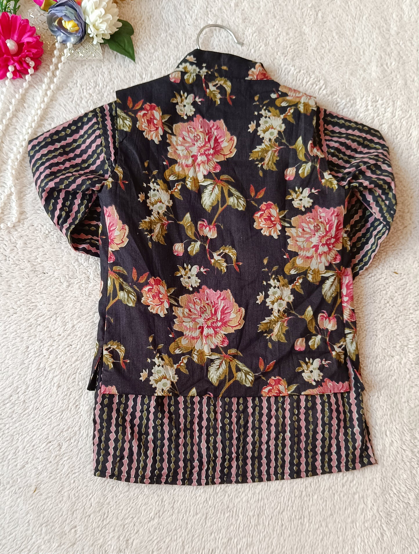 Black Fulwari Jacket with Kurta -Pyjama ( Tie and Dye)