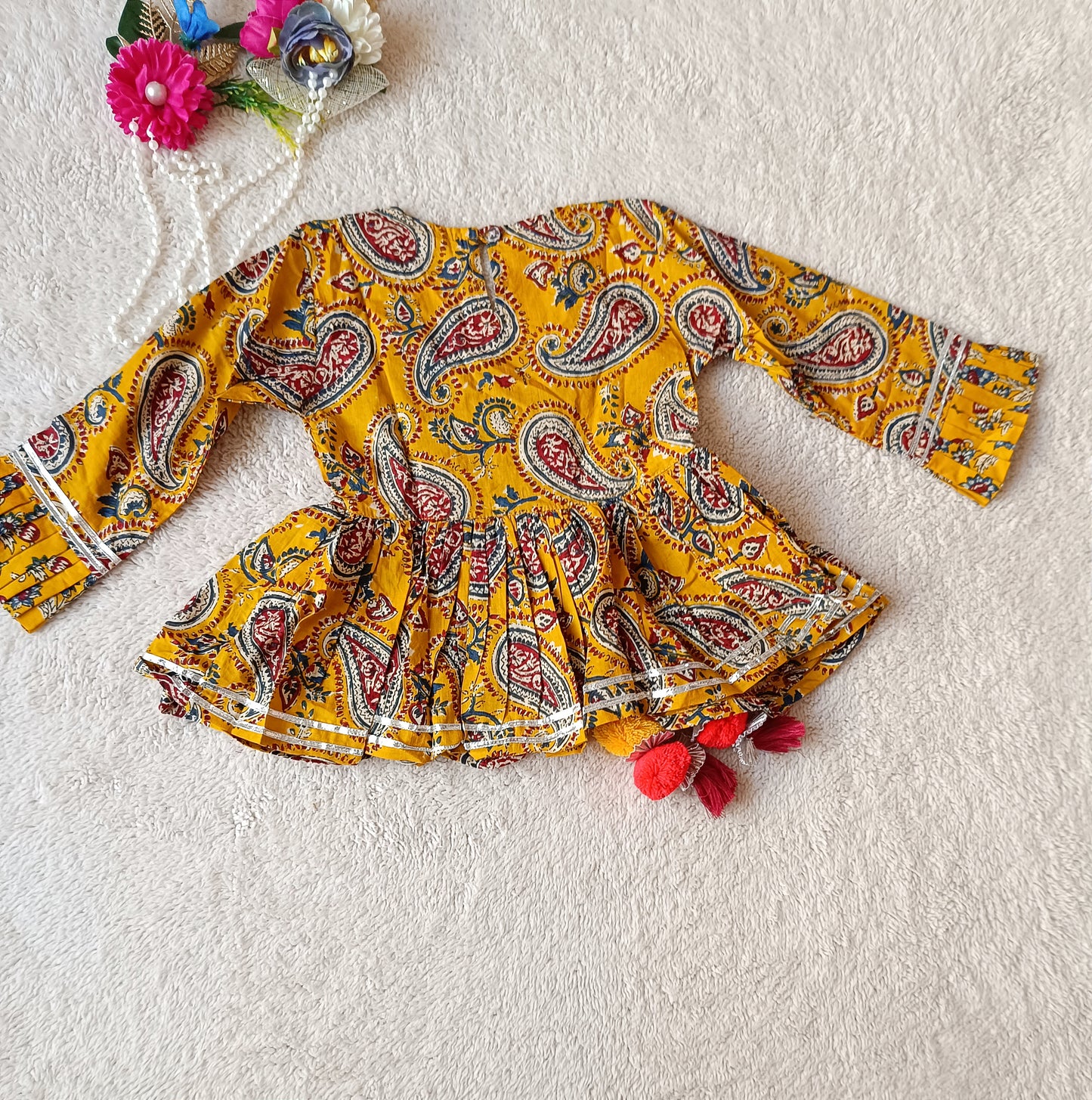 Block Print Mustard Coloured Lehnga Choli