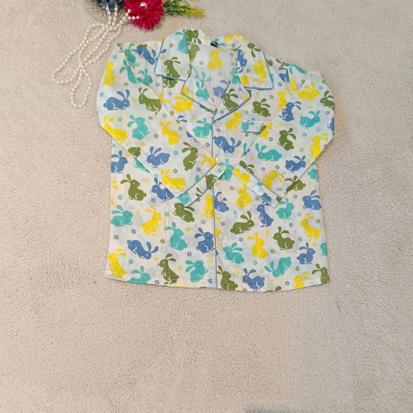 Rabbit Print Blue Colour Night Suit