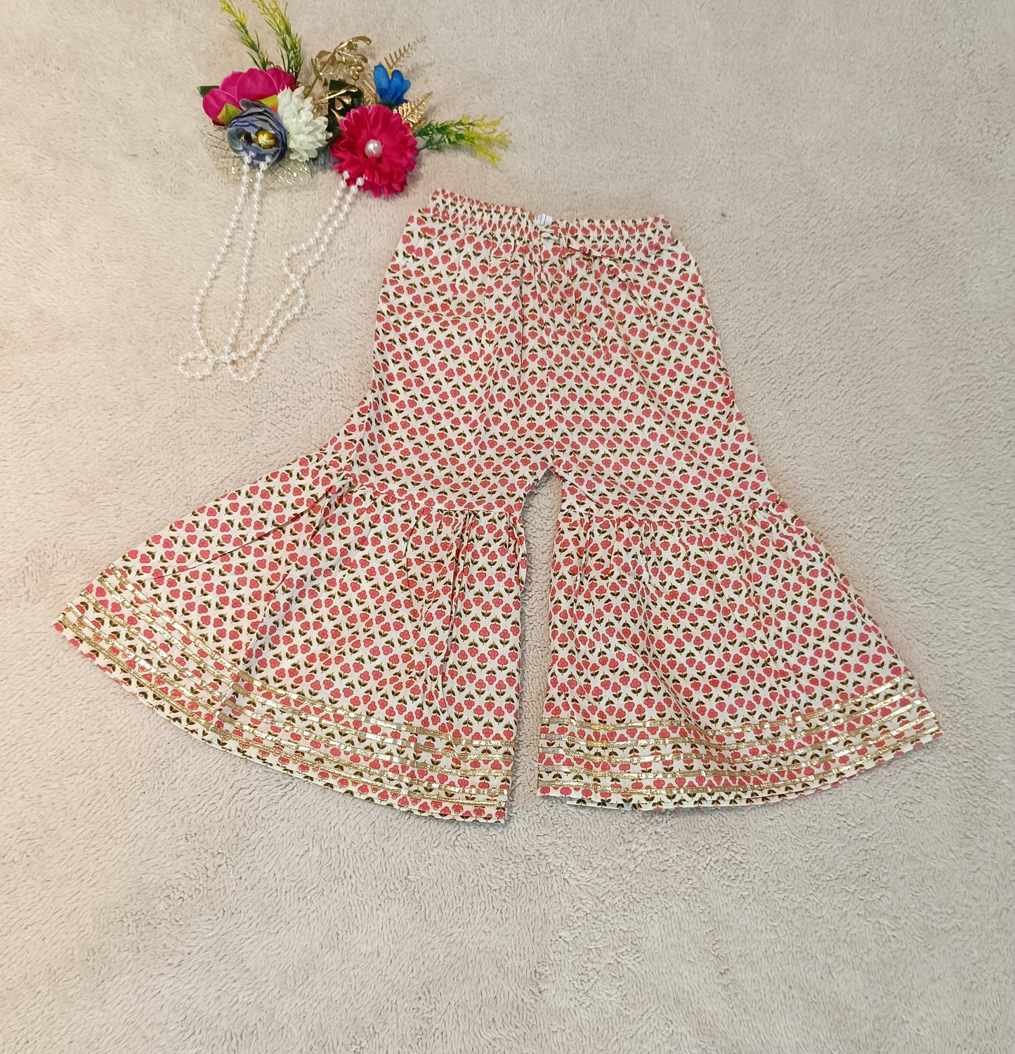 Khadi Cotton Block Print Pink Coloured Sharara With Anarkali