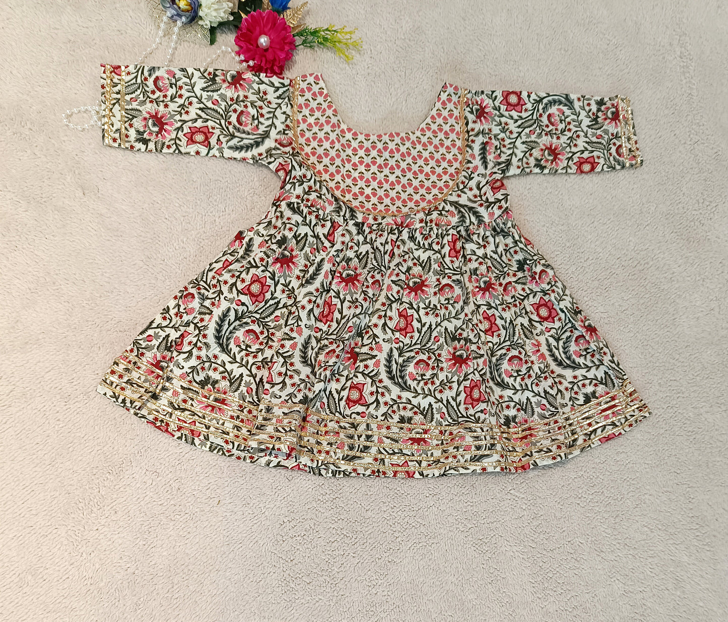Khadi Cotton Block Print Pink Coloured Sharara With Anarkali