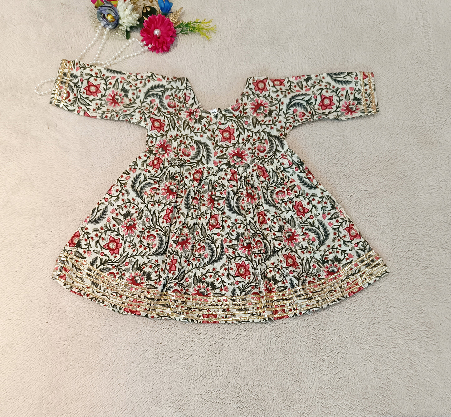 Khadi Cotton Block Print Pink Coloured Sharara With Anarkali