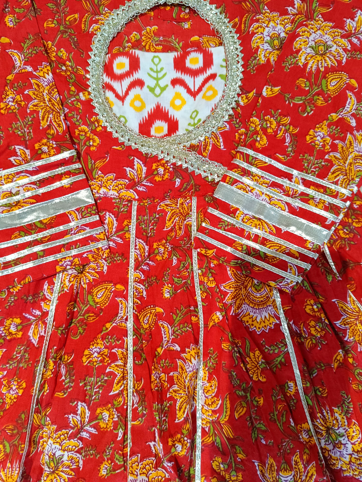 Screen Printed Red Coloured Anarkali Suit With Sharara