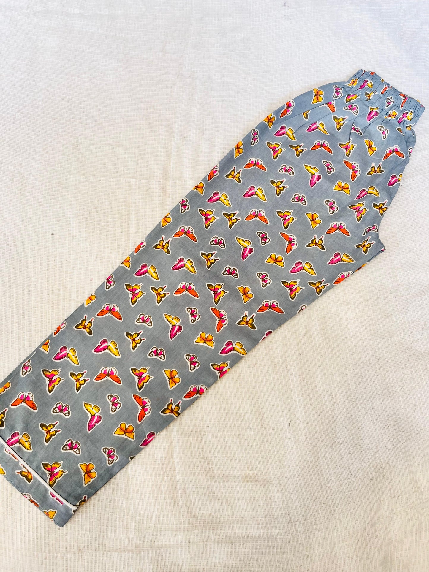 Butterfly Print Grey Colour Night Suit