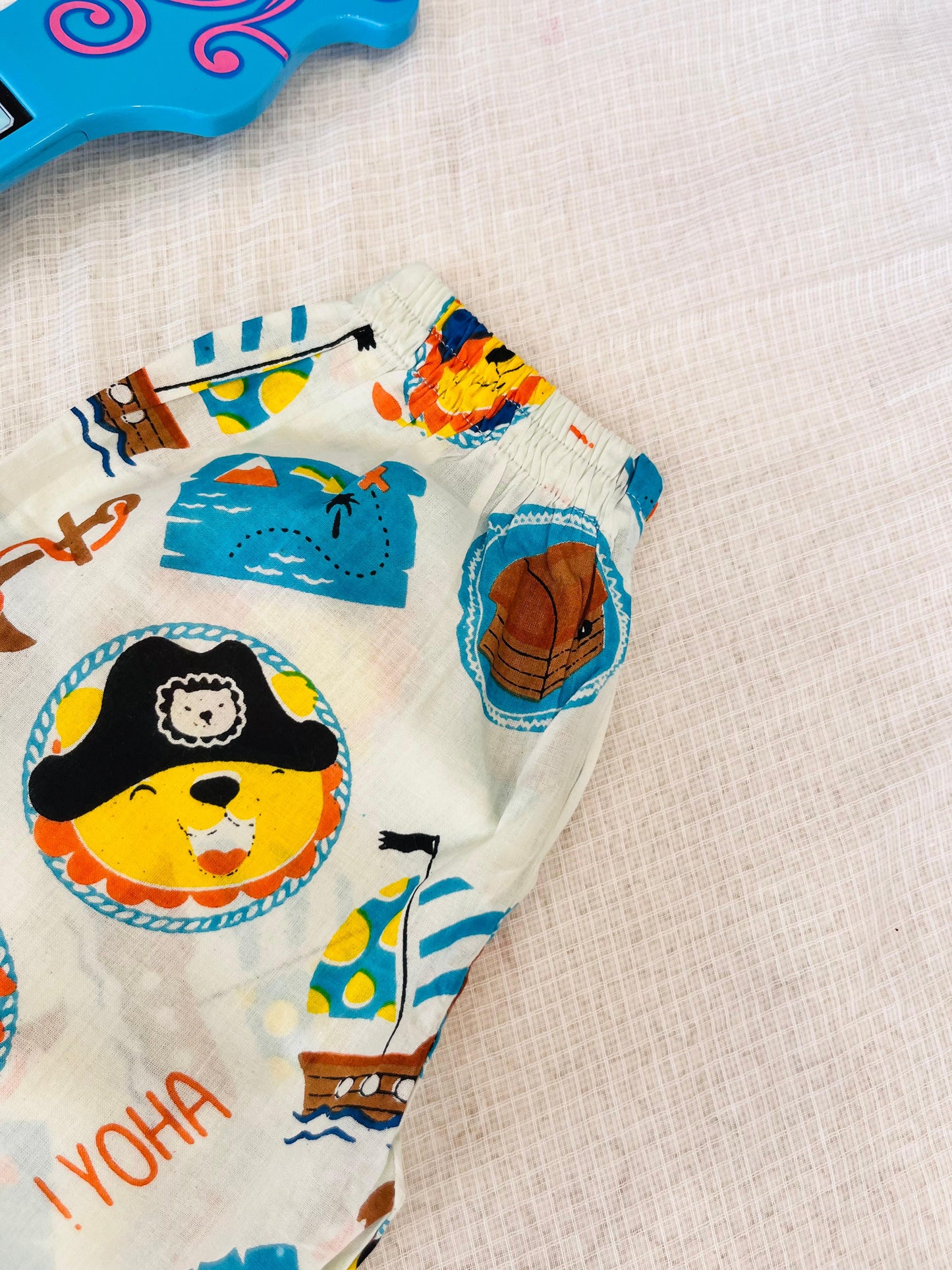 Sailor Cat Printed Yellow Color Night Suit