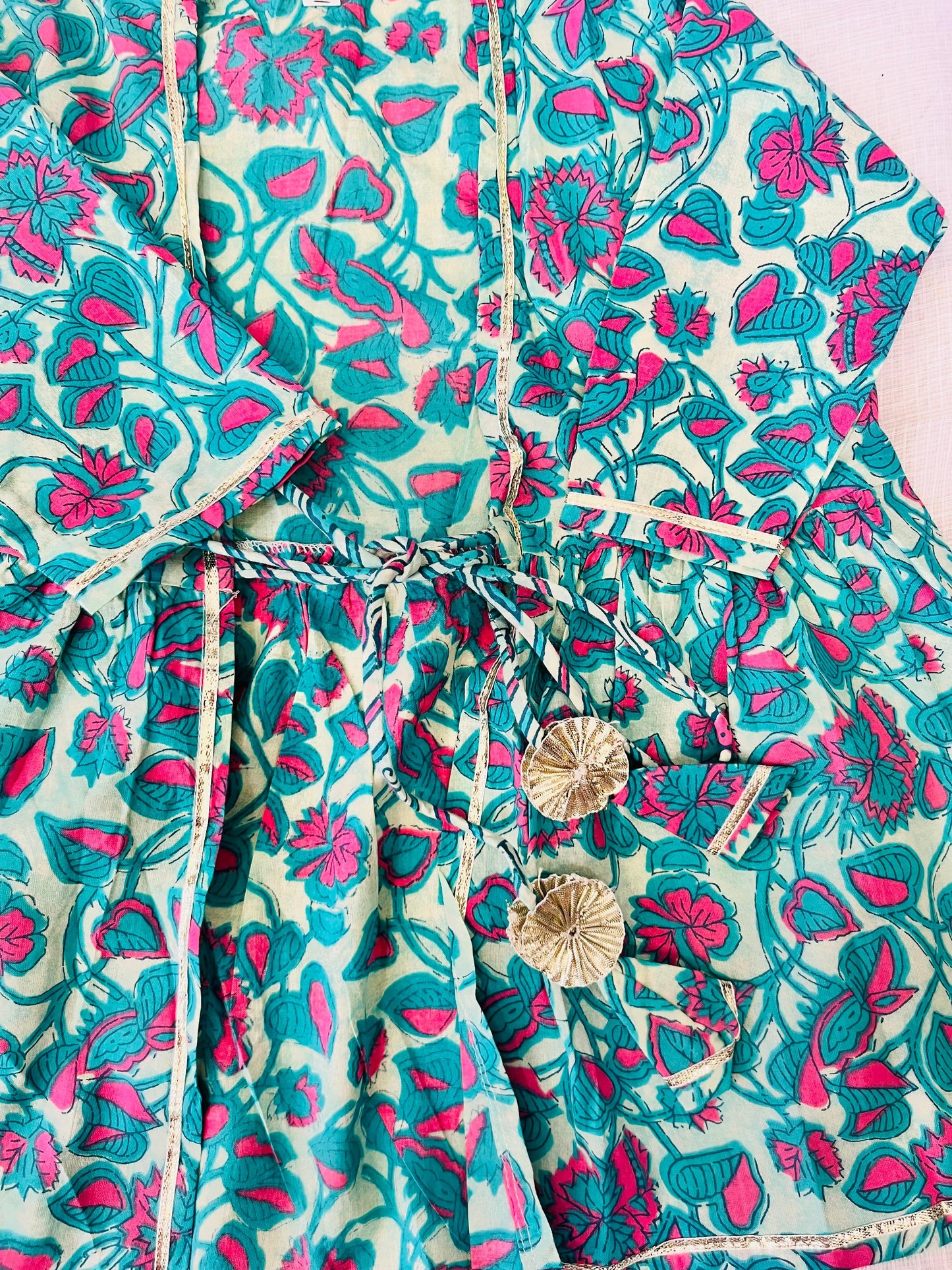Sea Green Floral Printed 3 Piece Co-Ords For Girls