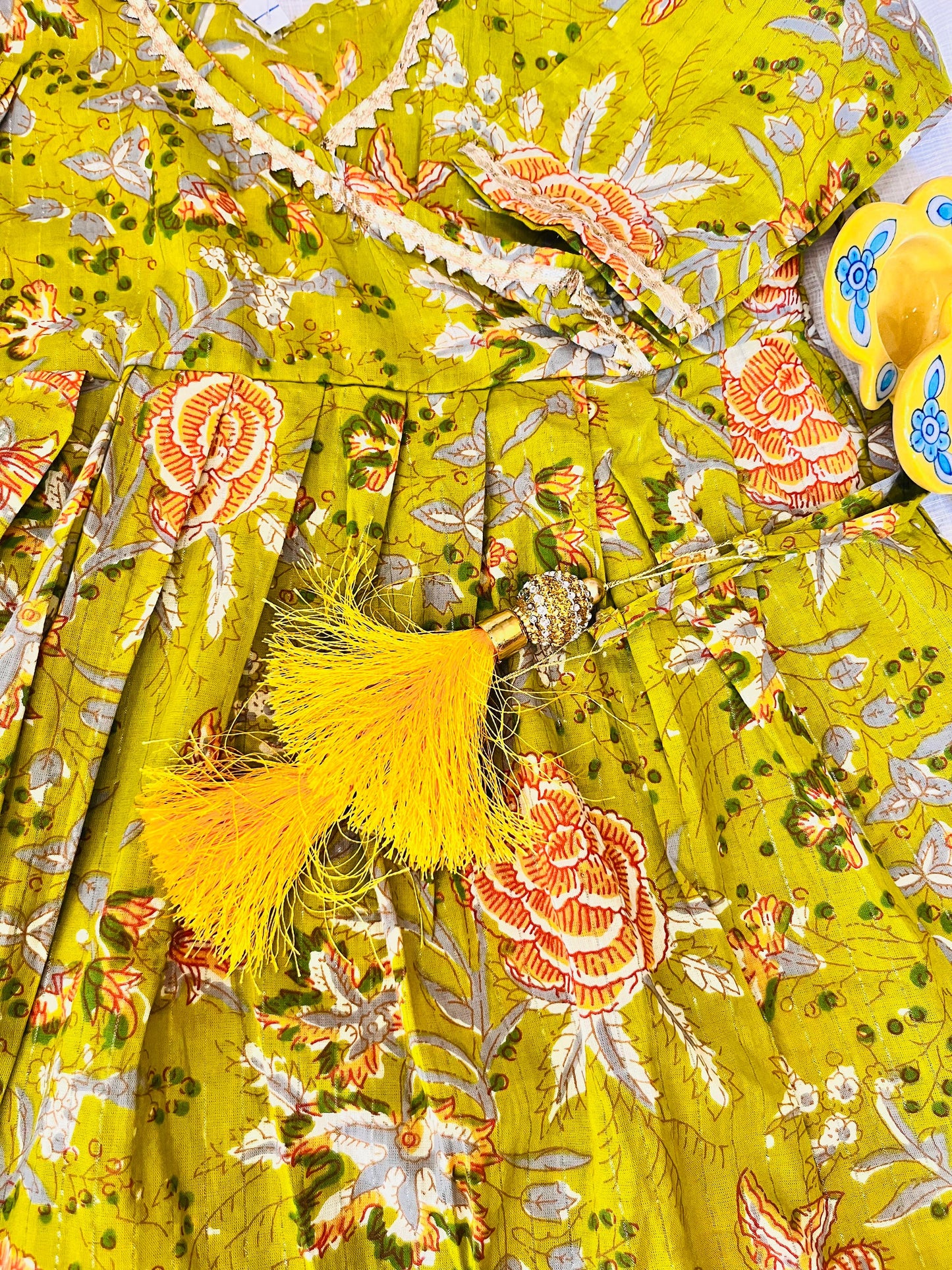 Heena Green Colour Floral Printed Girls Flare Suit Set