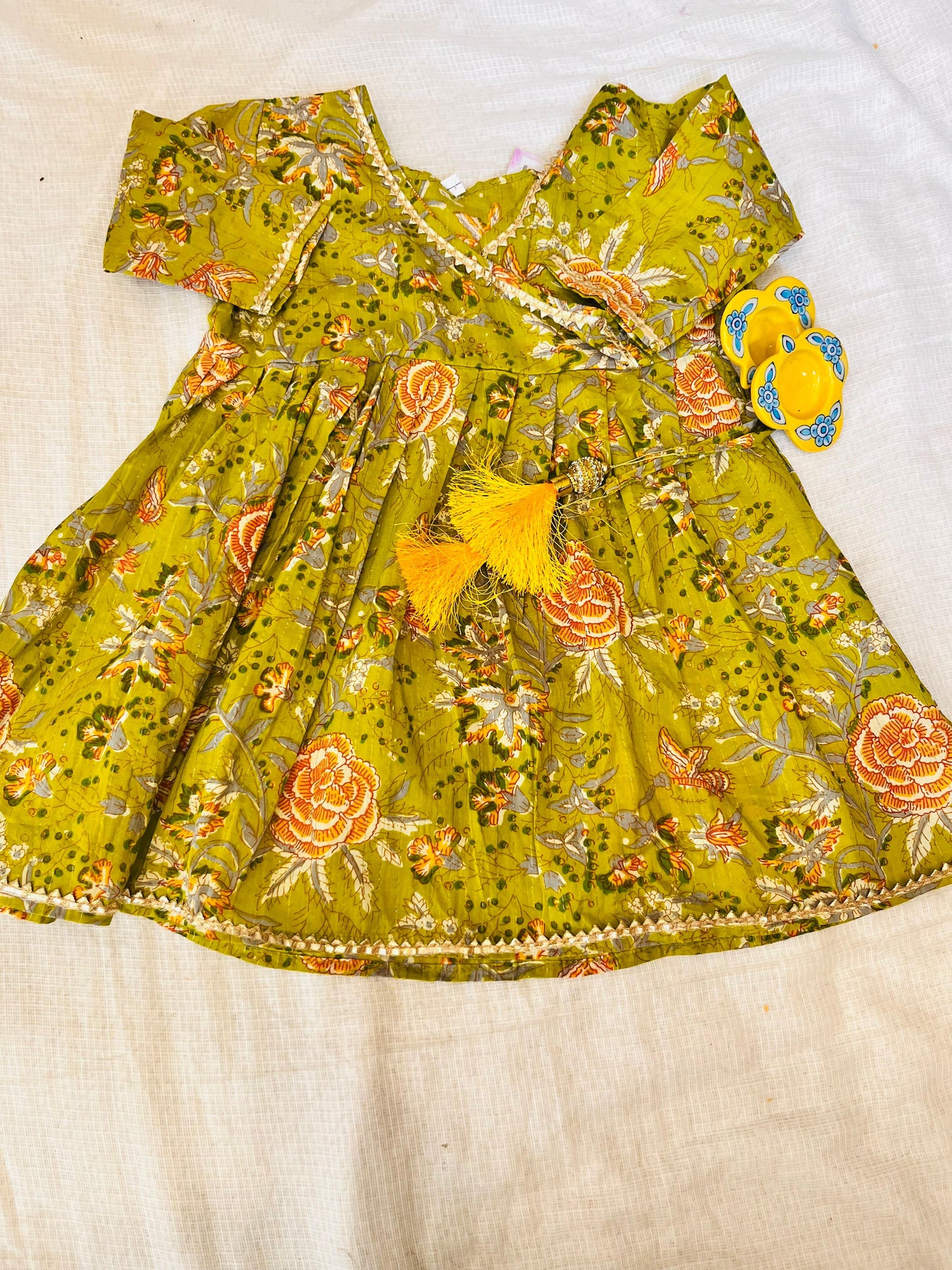 Heena Green Colour Floral Printed Girls Flare Suit Set