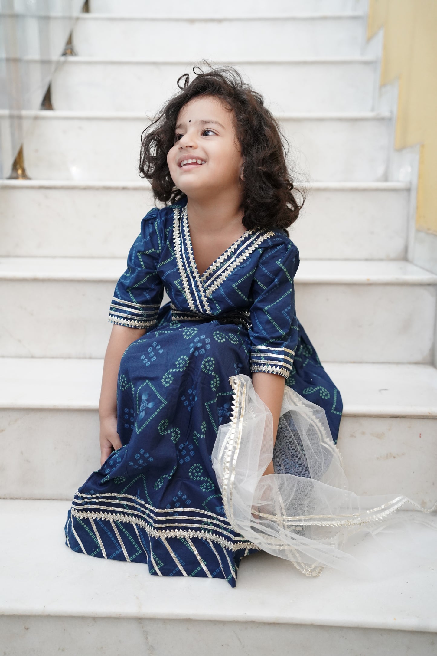Bandhej Print Blue Coloured Lehnga Choli
