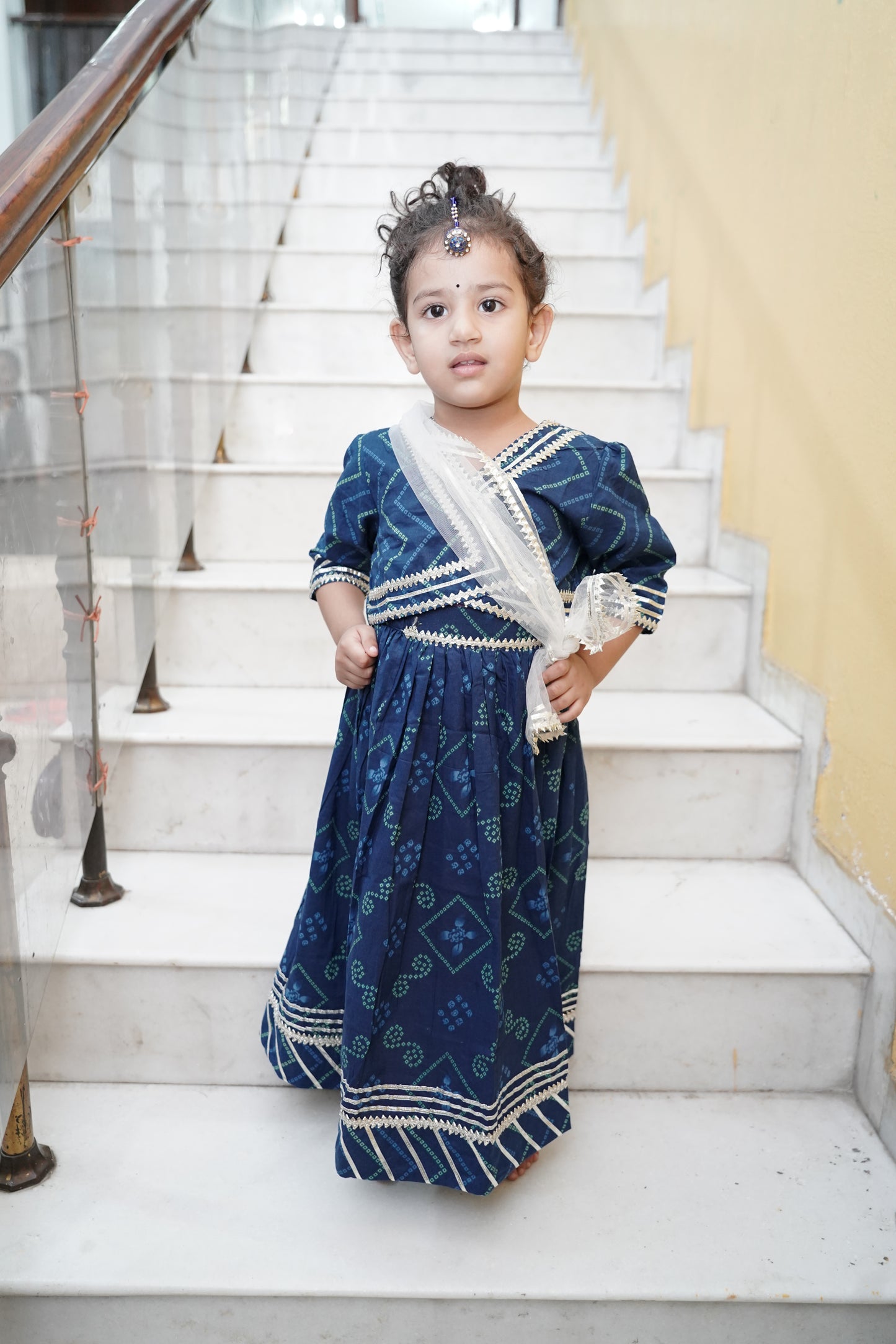 Bandhej Print Blue Coloured Lehnga Choli