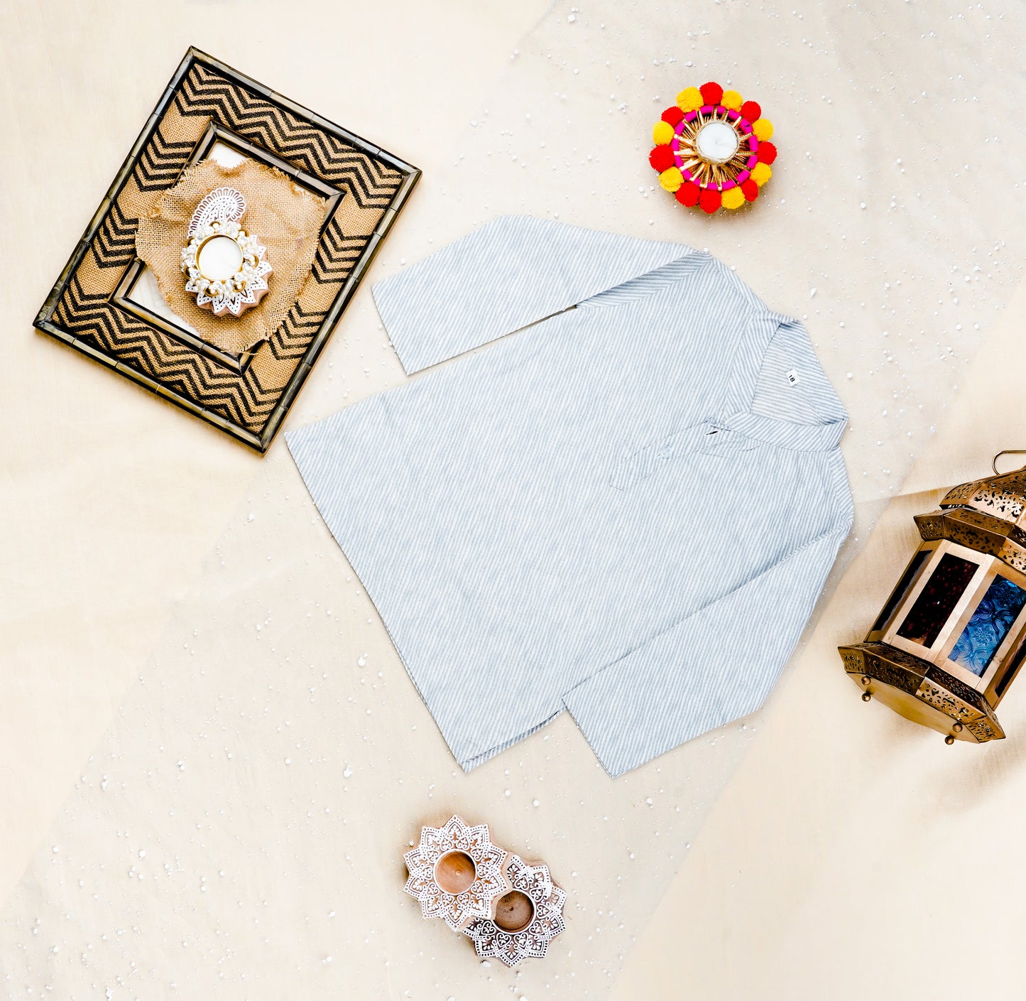 White Foil print Jacket with Kurta -Pyjama