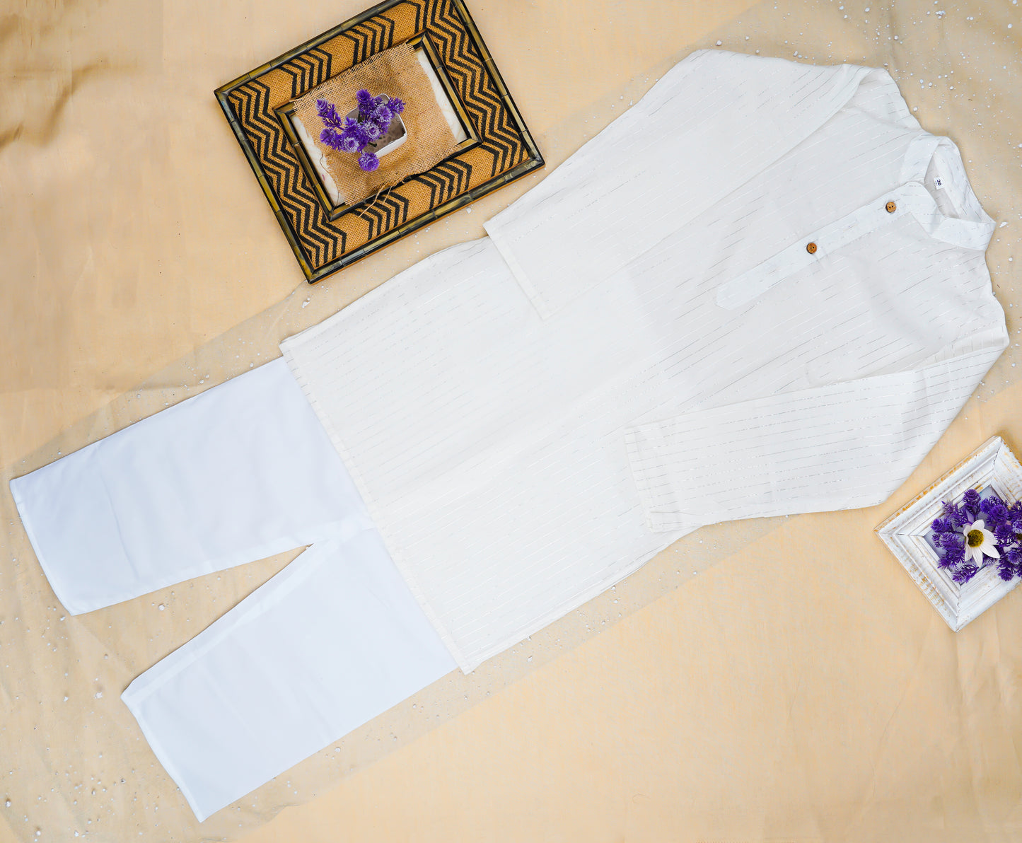 Lavender Bandhej Jacket with Kurta -Pyjama ( Tie and Dye)