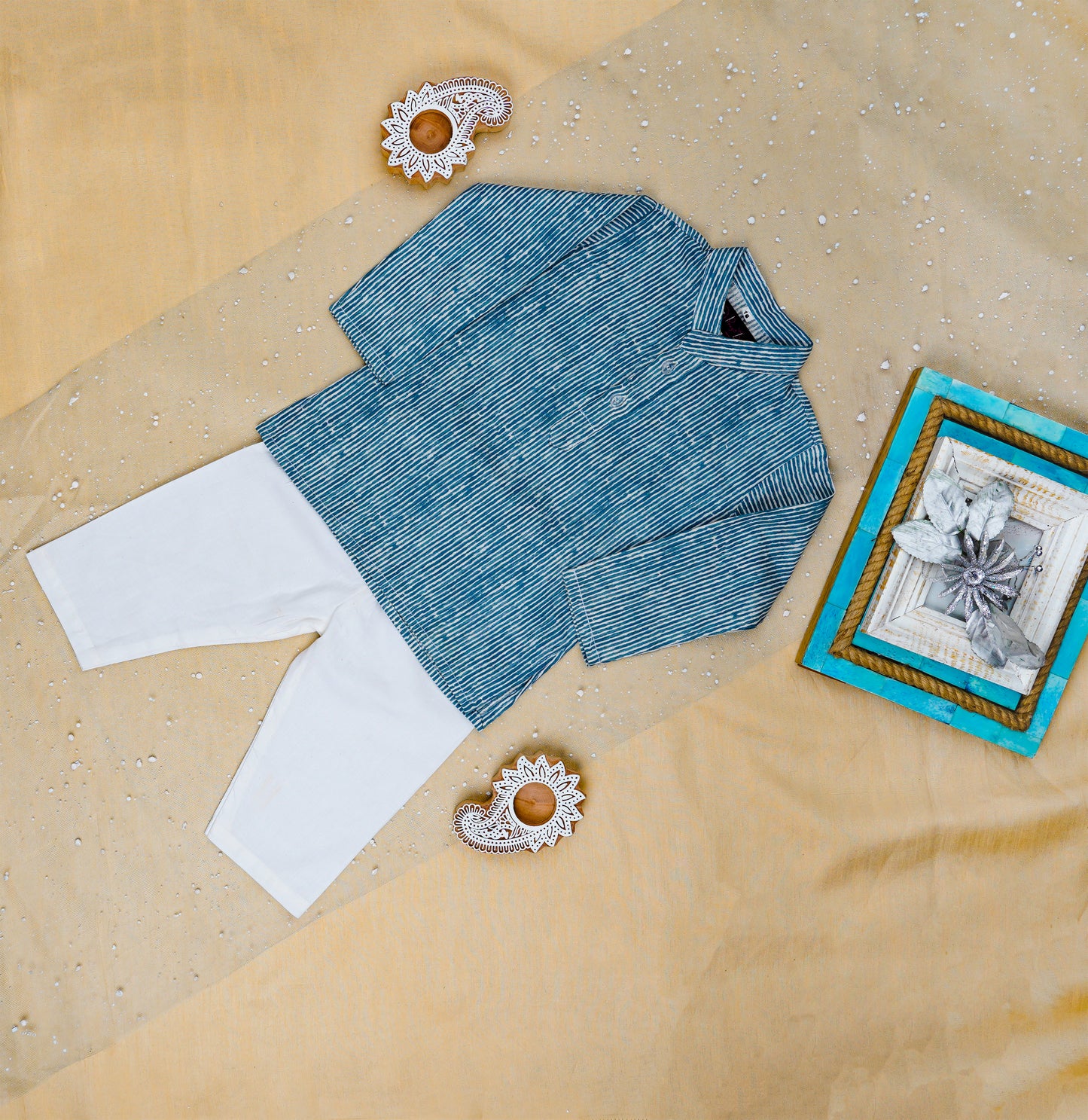Pastel Genda phool Jacket with Kurta -Pyjama
