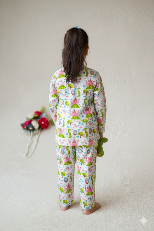 Castle printed Pink color Night Suit