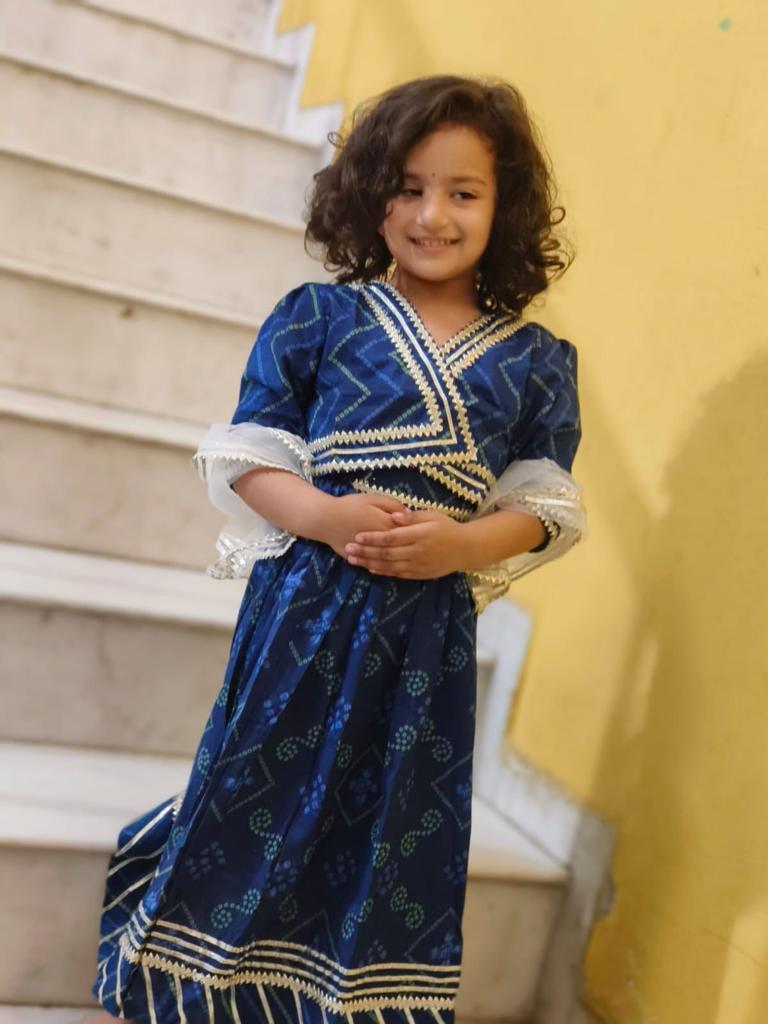 Bandhej Print Blue Coloured Lehnga Choli
