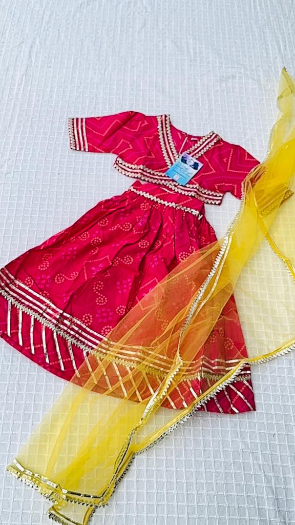 Bandhaj Print Rani Pink Coloured Lehnga Choli