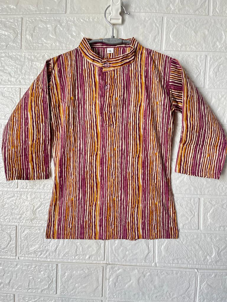 Onion Pink Ajrakh print Jacket with Kurta -Pyjama