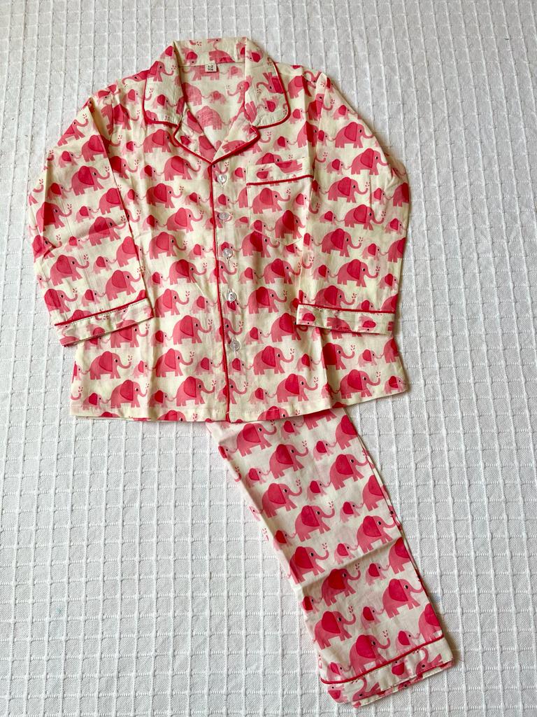 Elephant Print Peach Colour Night suit