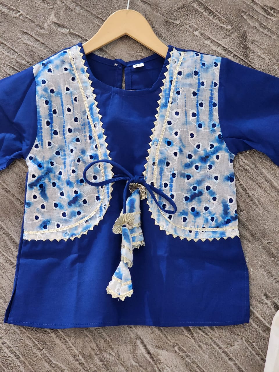 Blue Colour Tie & Dye Print Straight Suit