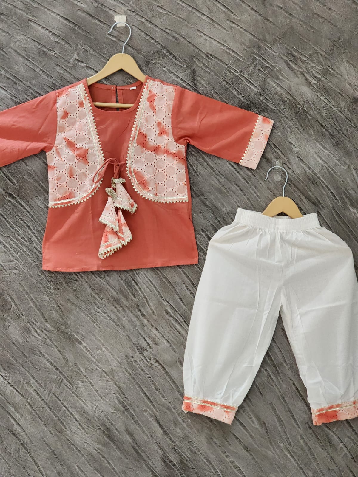 Tie and Die Peach Coloured Afghani Style Suit Set