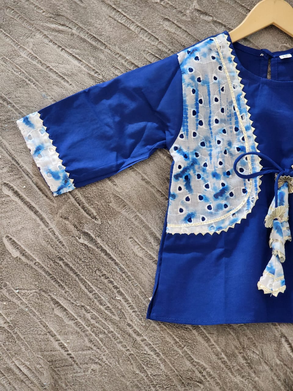 Blue Colour Tie & Dye Print Straight Suit
