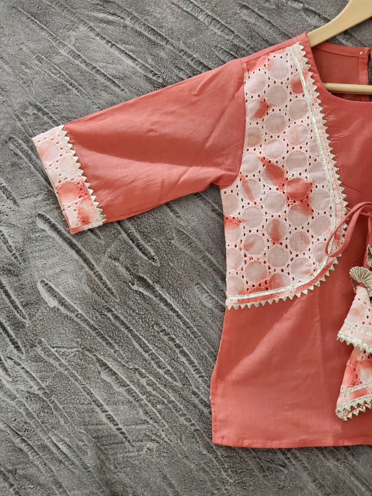 Tie and Die Peach Coloured Afghani Style Suit Set