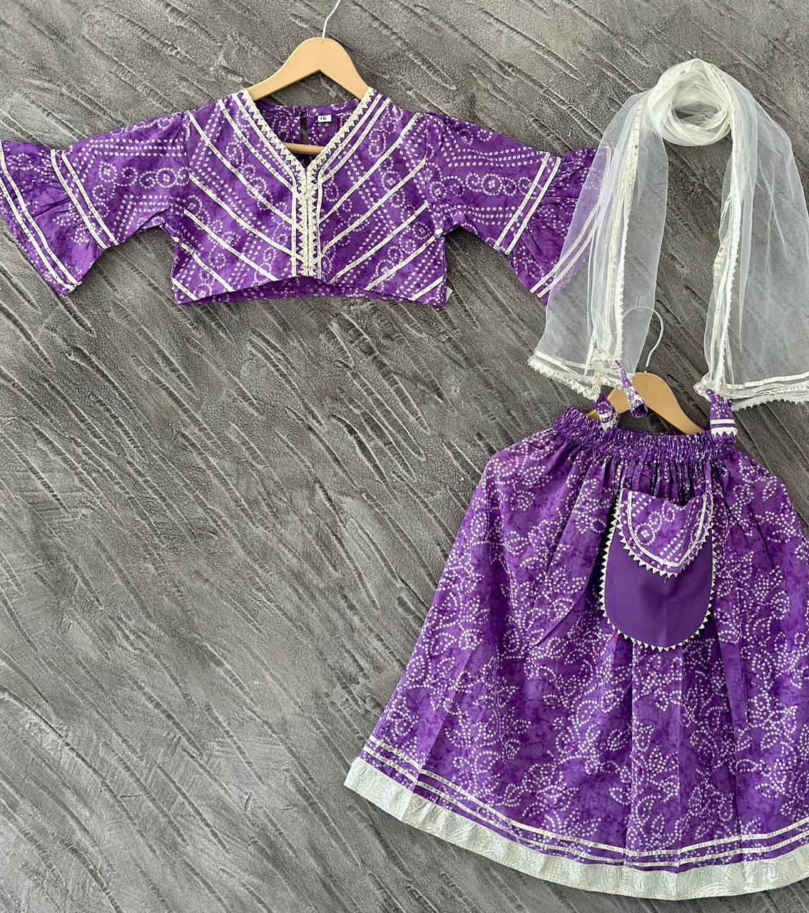 Bandhej Print Lavender Colour lehenga Choli
