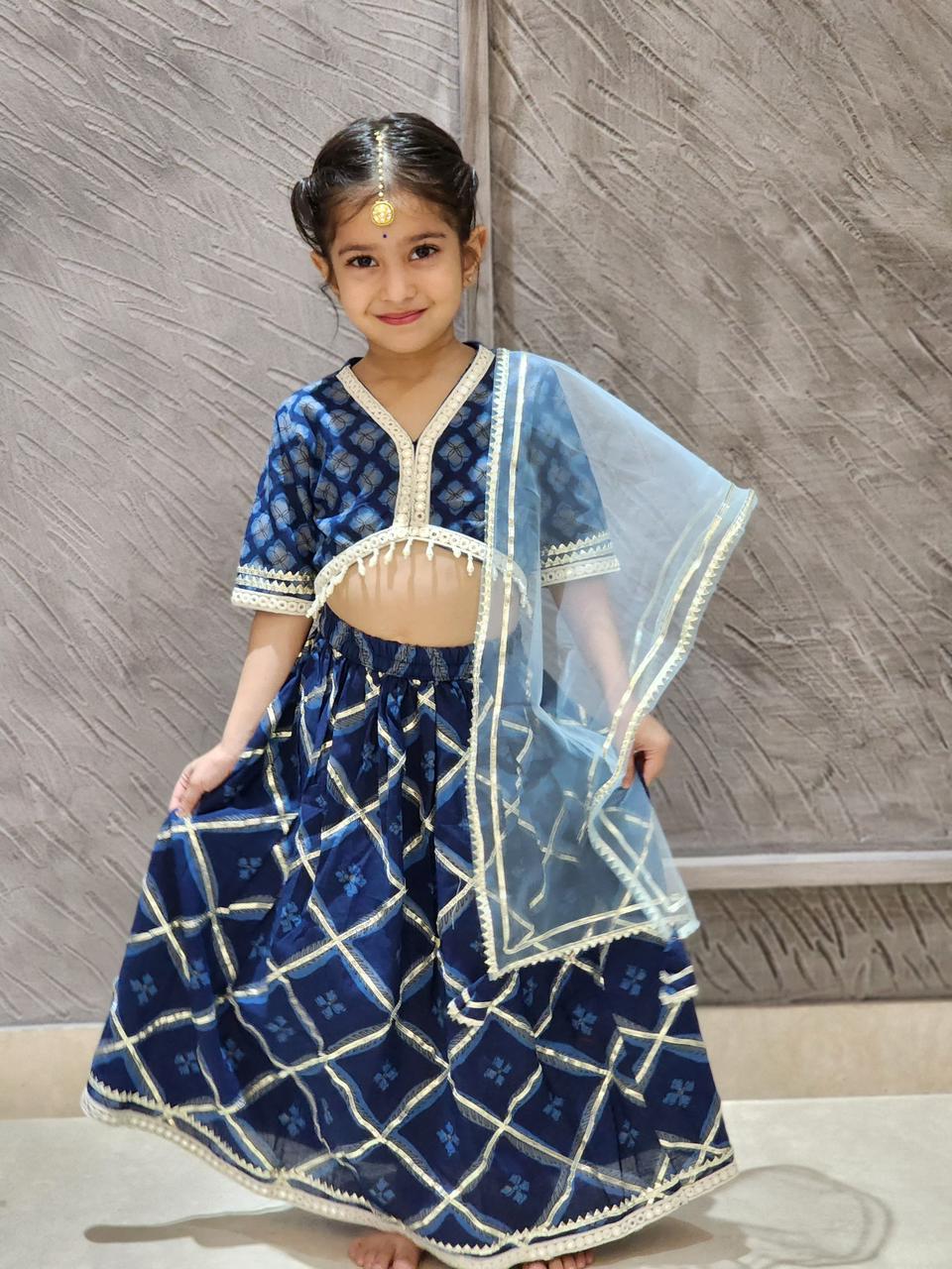 Jaal Butta Print Blue Coloured Lehnga Choli