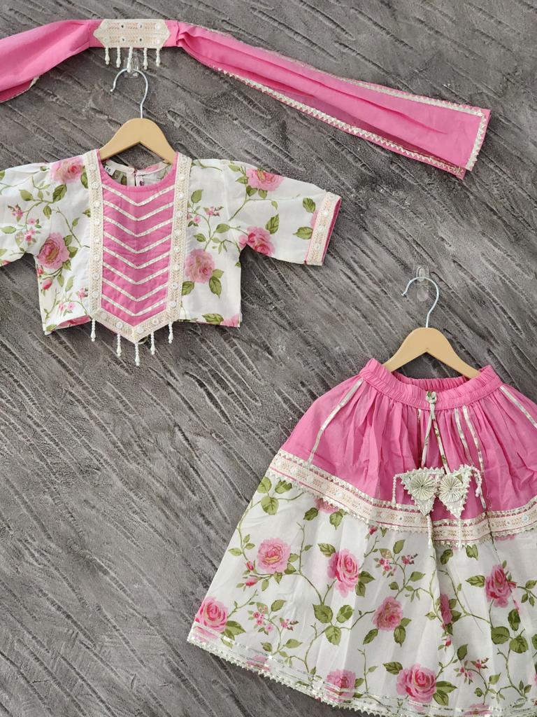 Rose Print Pink Colour Lehenga Choli