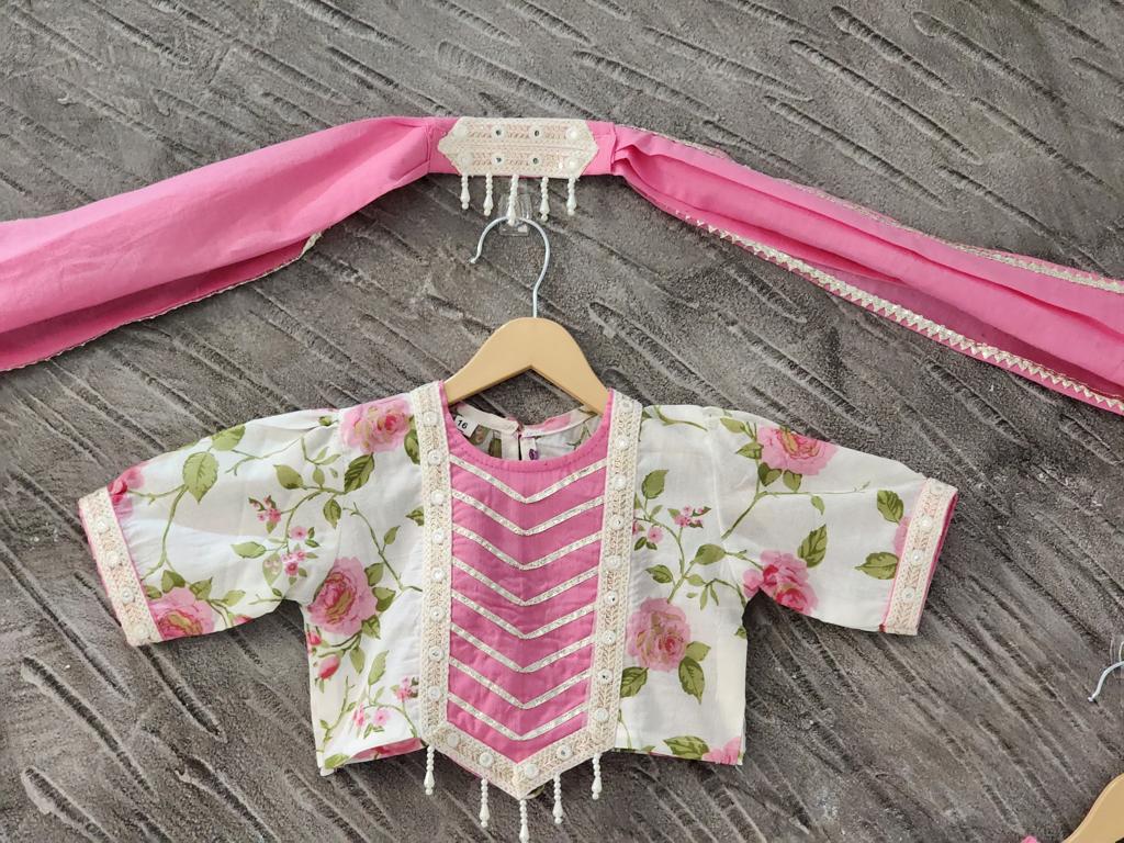 Rose Print Pink Colour Lehenga Choli