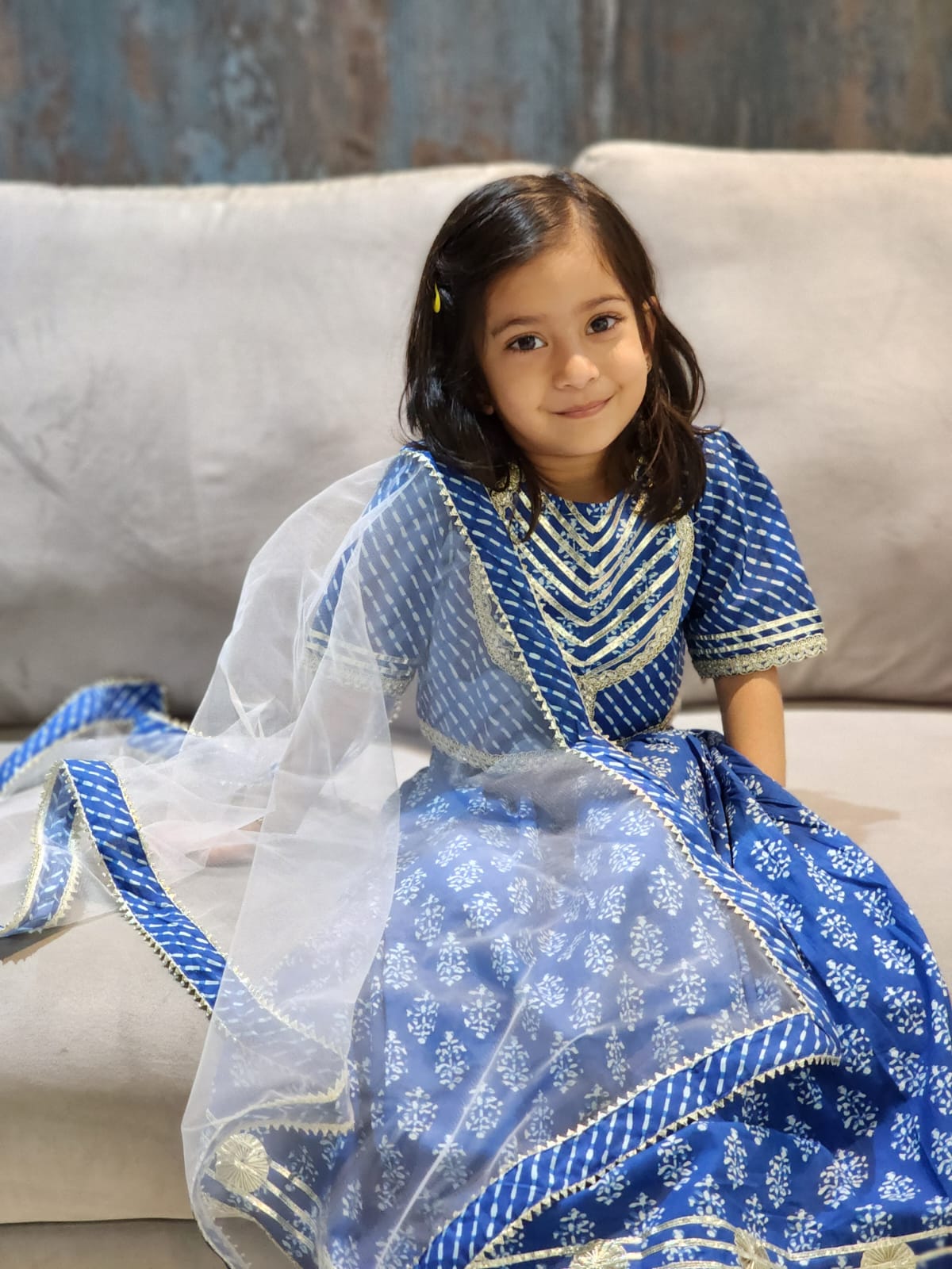 Block Print Blue Colour Lehenga Choli