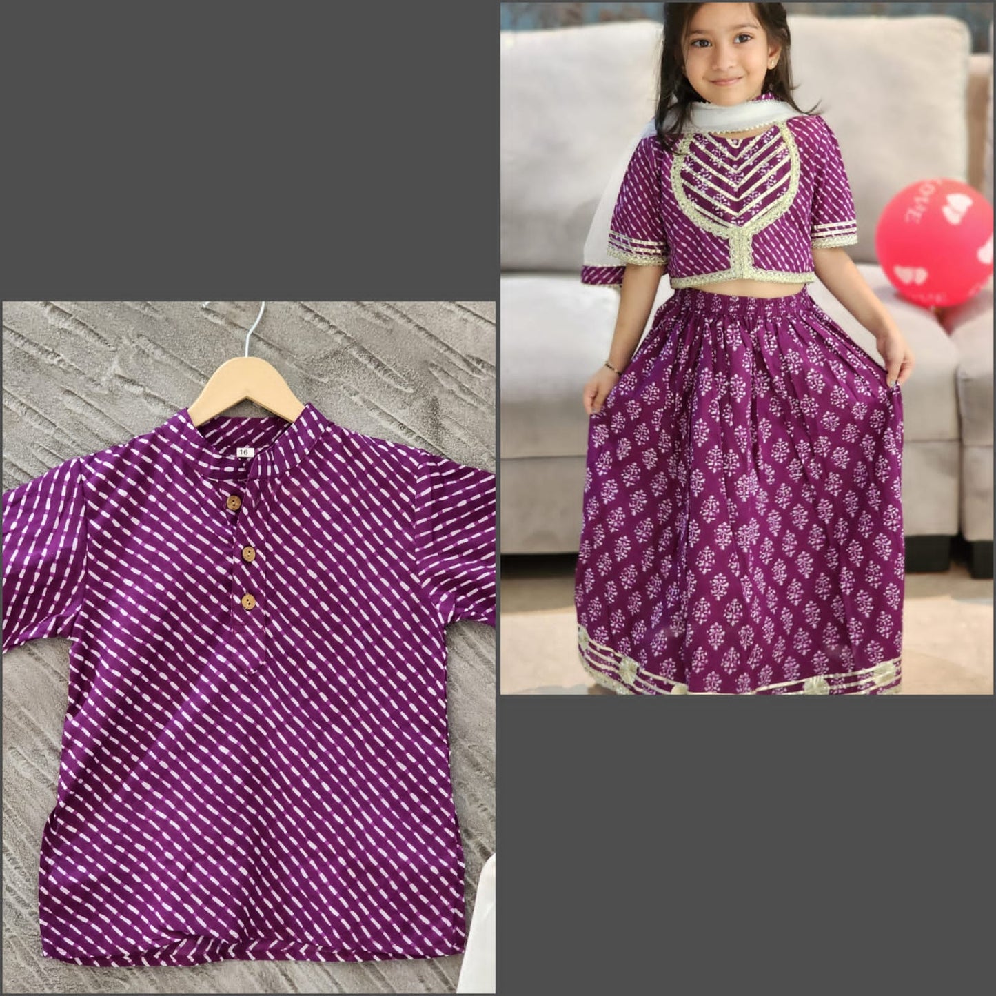 Block Print Purple Colour Lehenga Choli