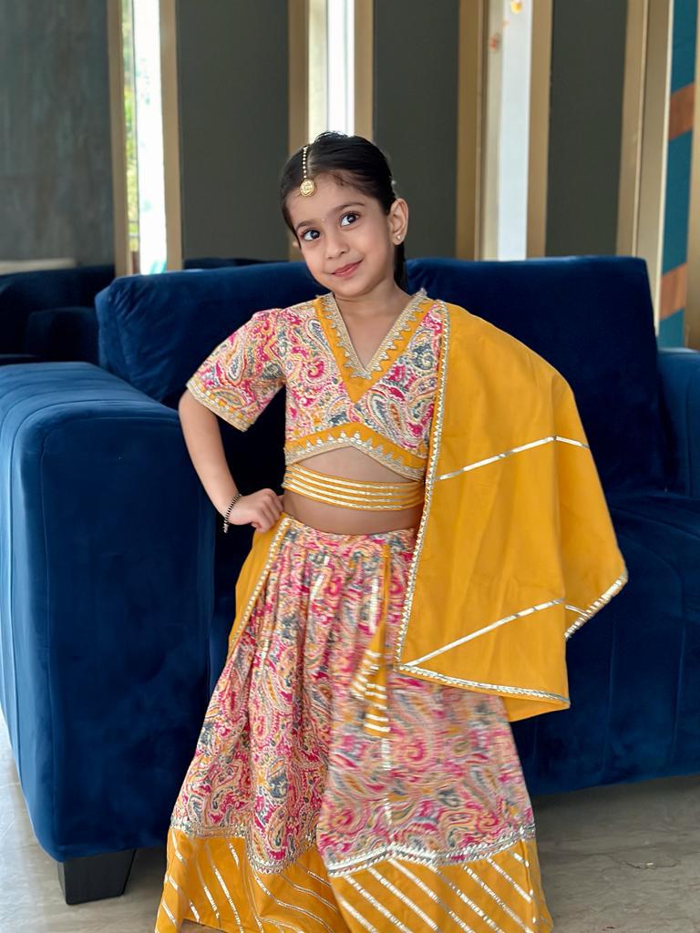 Paisley Print Mustard Colour Lehenga Choli