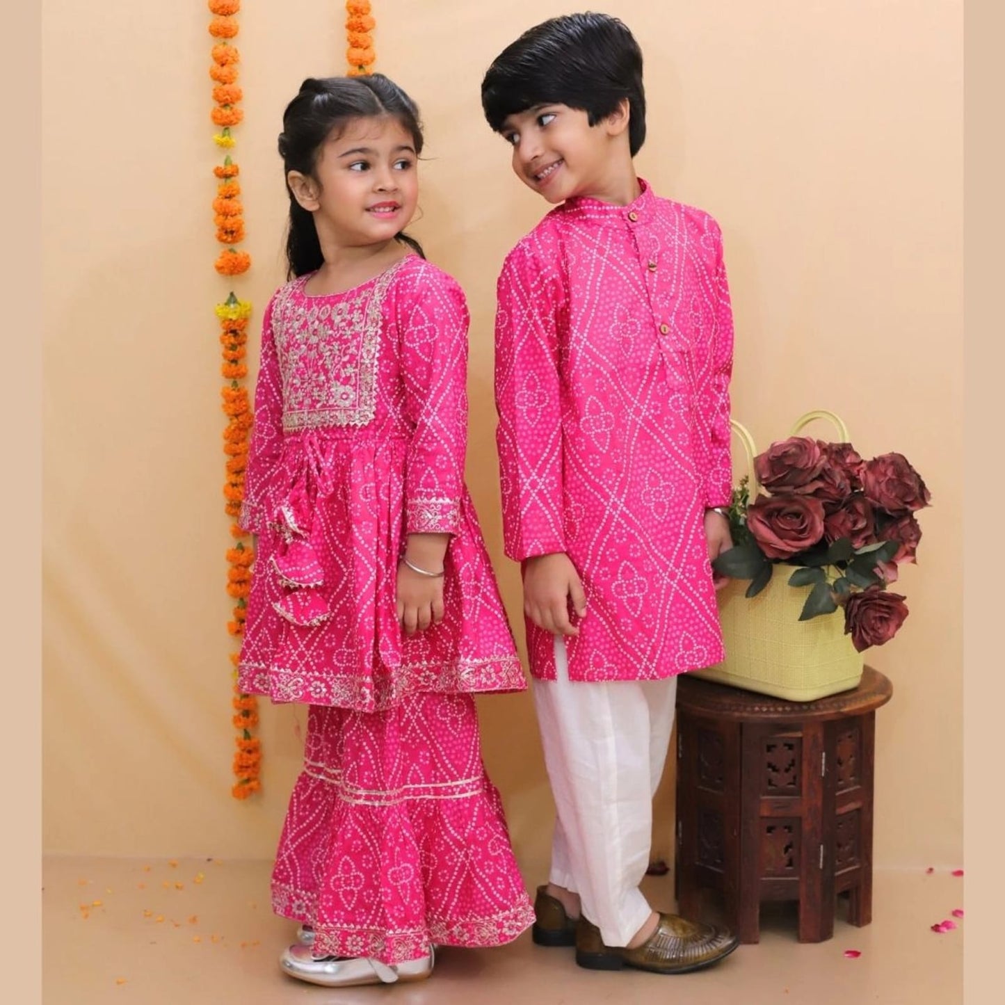 jaipuri Print Rani Pink Colour Anarkali Suit With Sharara