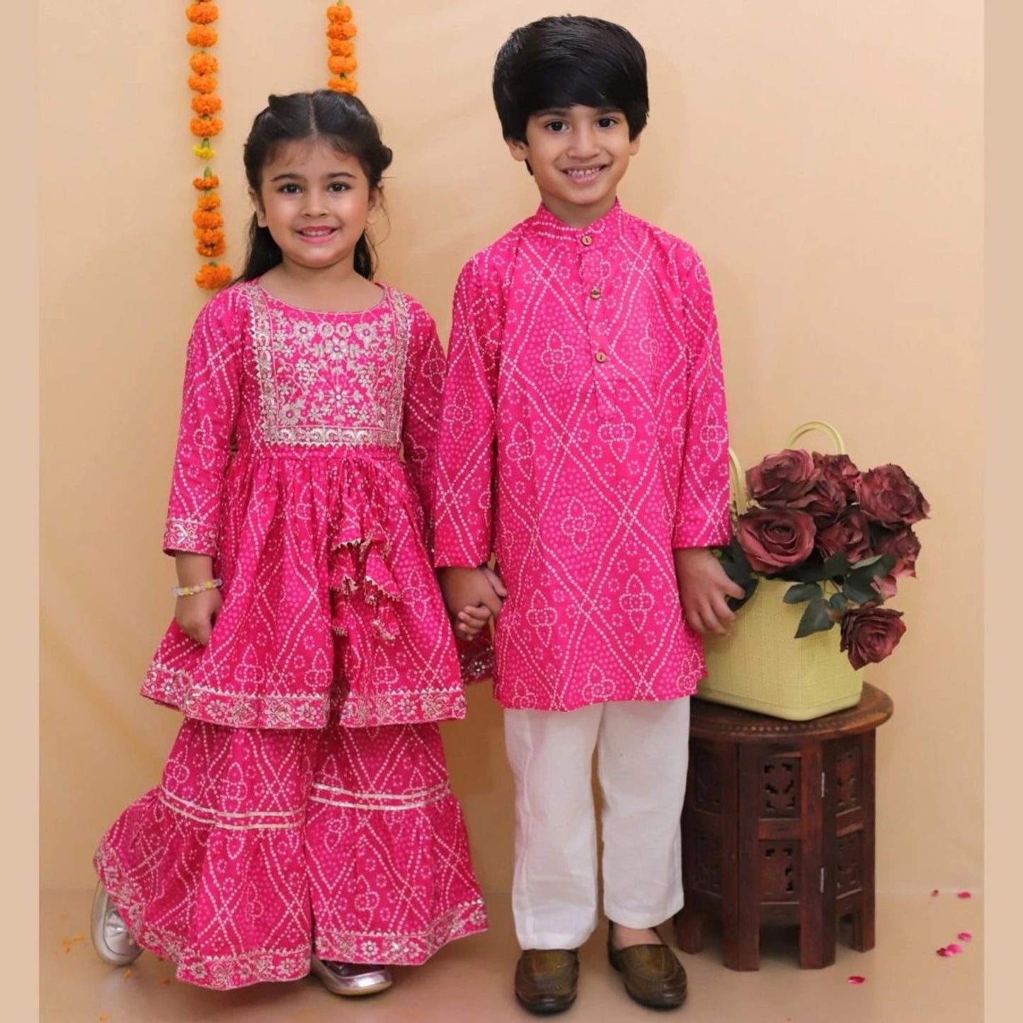 jaipuri Print Rani Pink Colour Anarkali Suit With Sharara