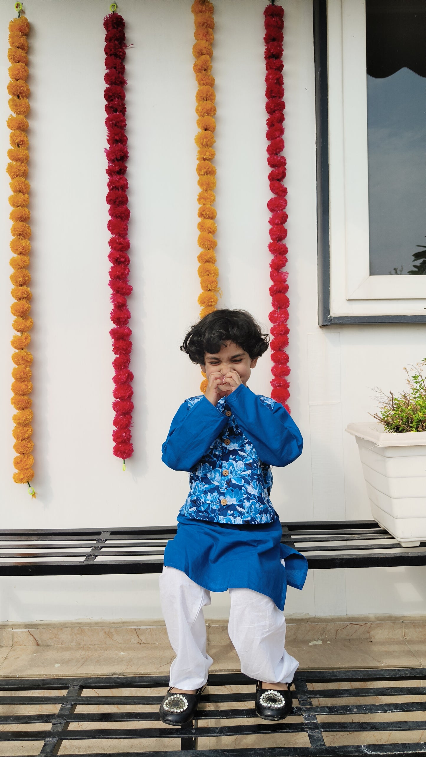 Floral Printed Jacket with Kurta -Pyjama