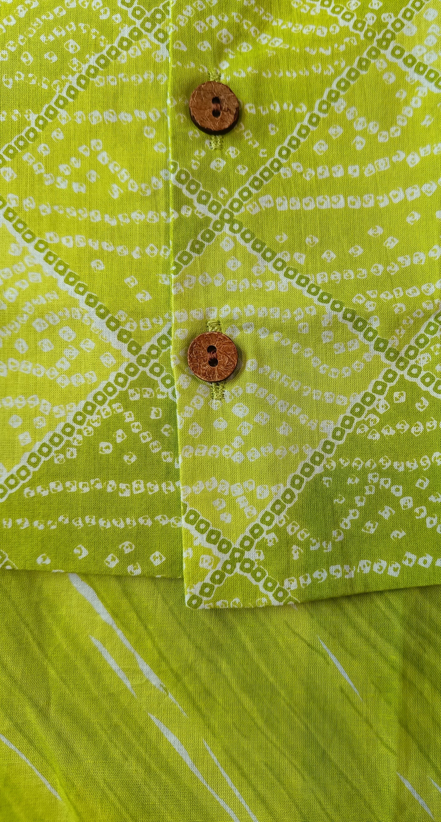 Parrot Green Bandhej Kurta and Jacket with Pyjama (Tie and Dye)