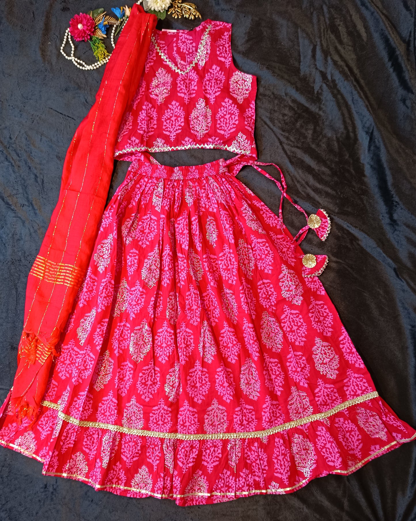 Block Print Pink Colour Lehenga Choli