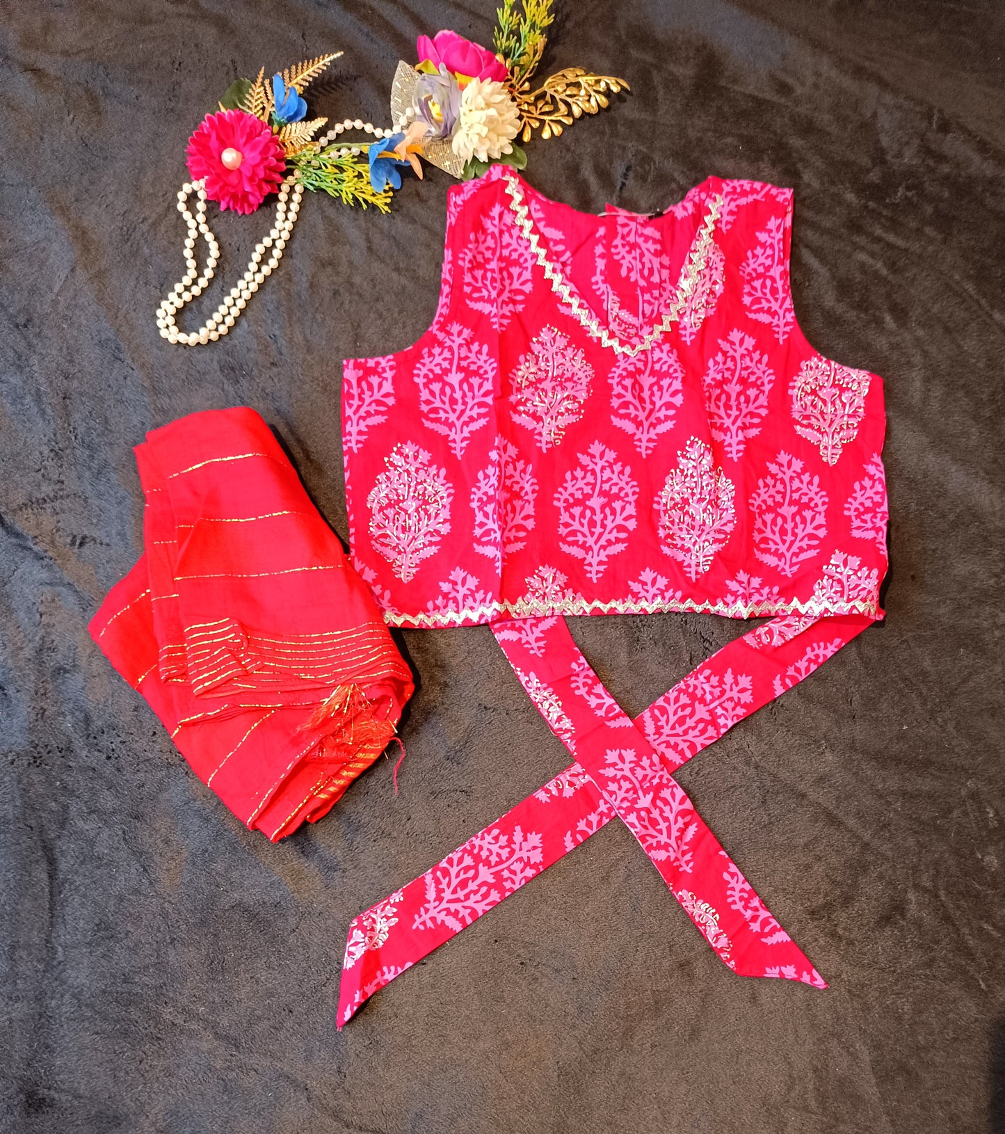 Block Print Pink Colour Lehenga Choli