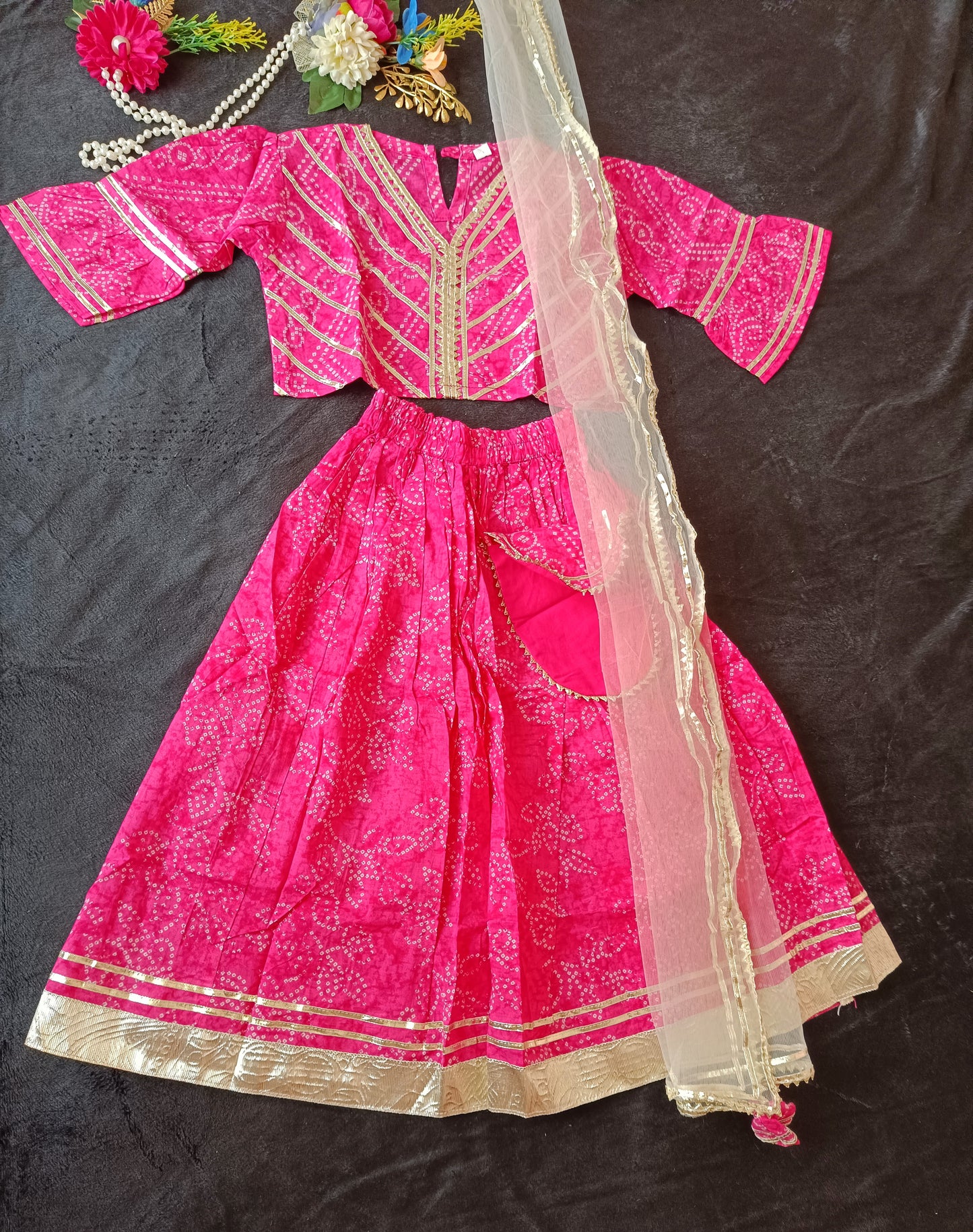 Bock Print Rani Pink Coloured Lehnga Choli