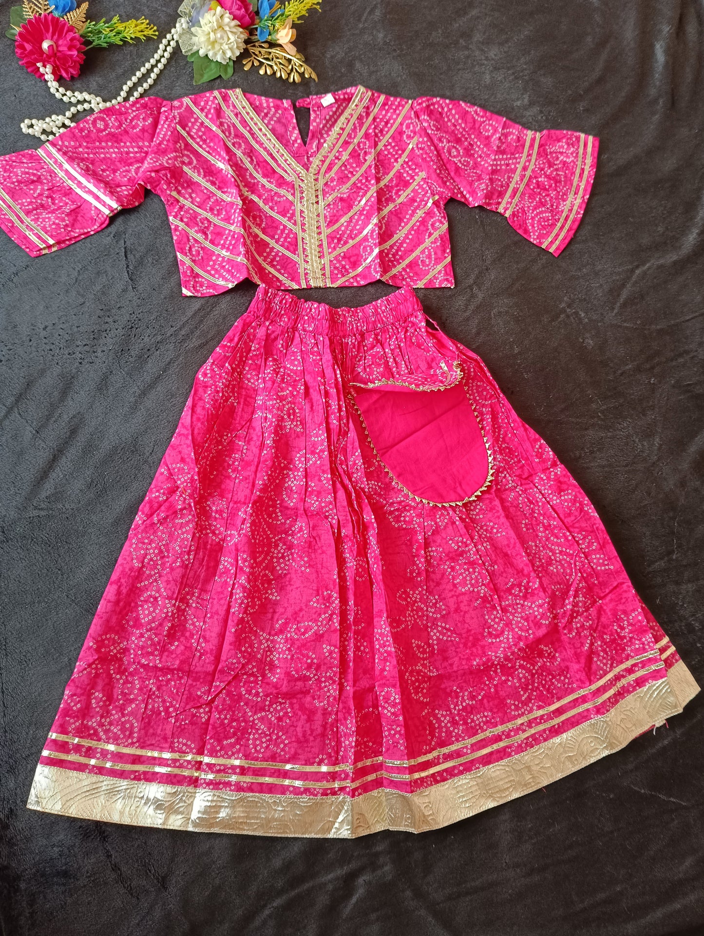 Bock Print Rani Pink Coloured Lehnga Choli