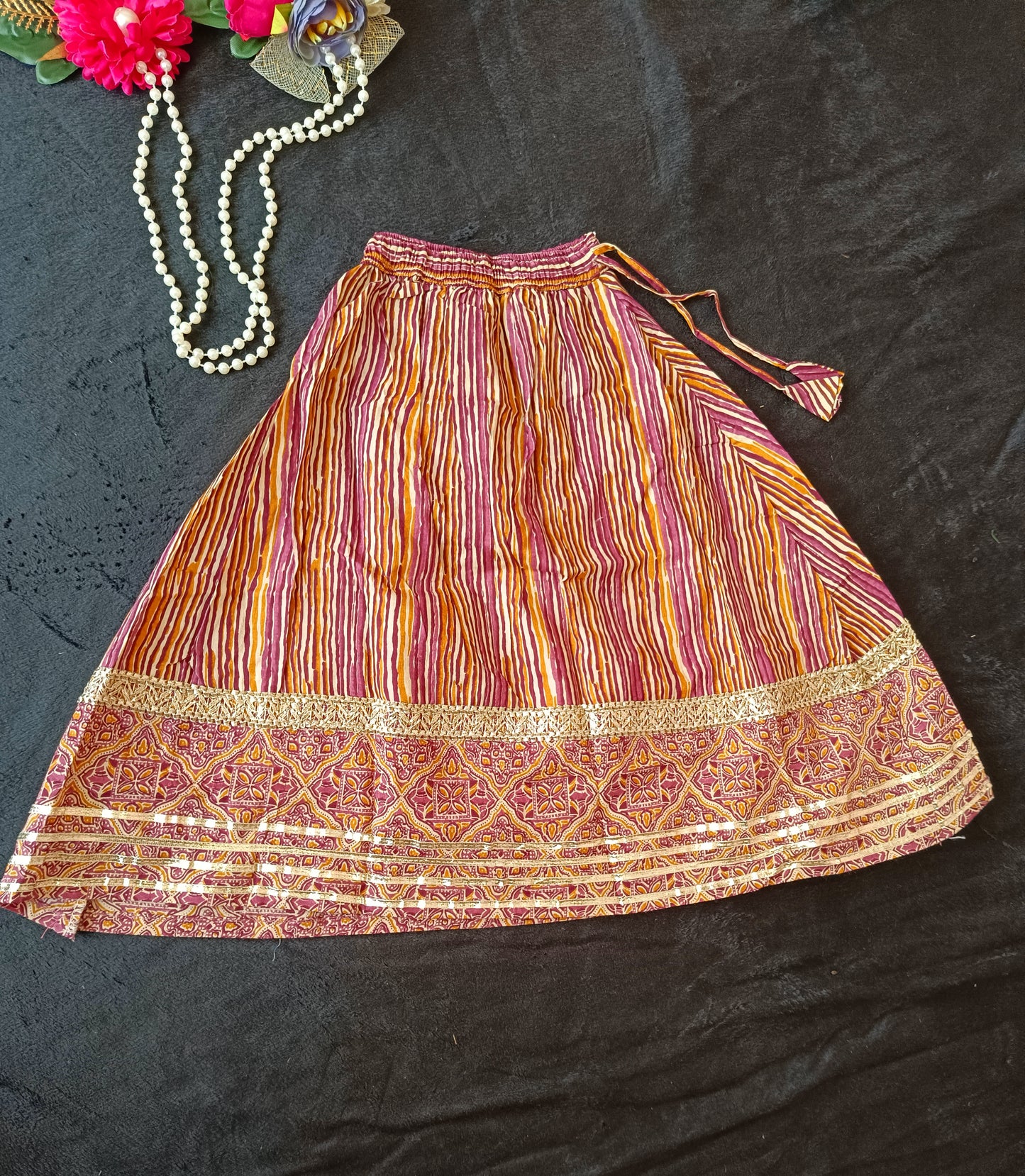 Ajrakh Print Purple Colour lehenga Choli