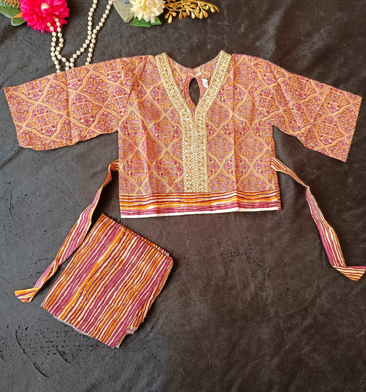 Ajrakh Print Purple Colour lehenga Choli