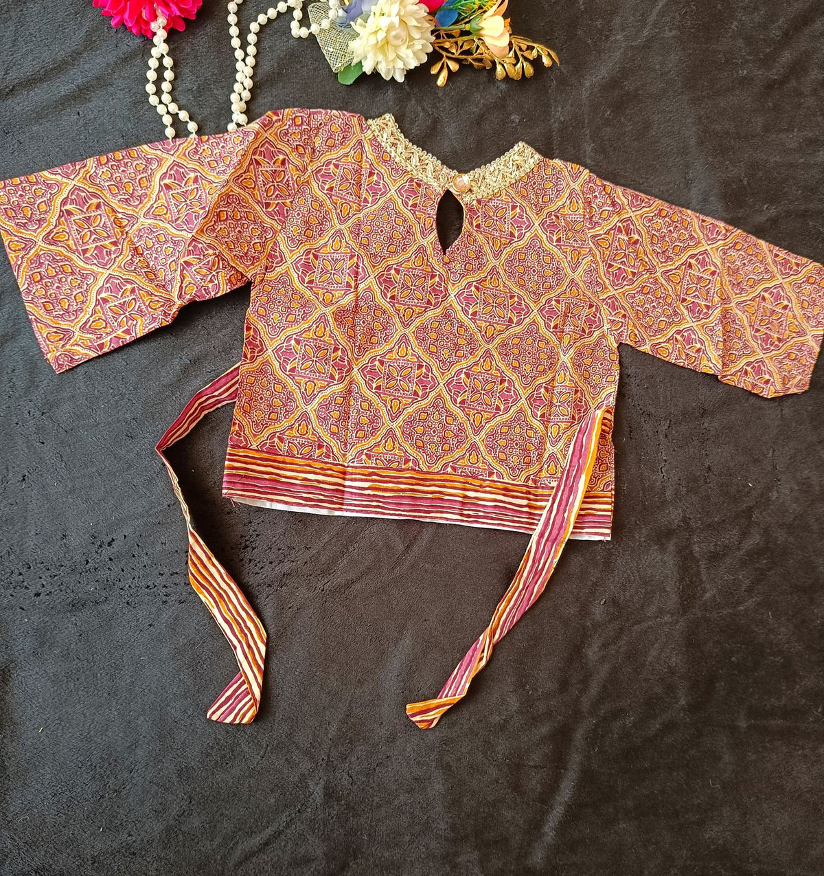 Ajrakh Print Onion Pink Colour lehenga Choli