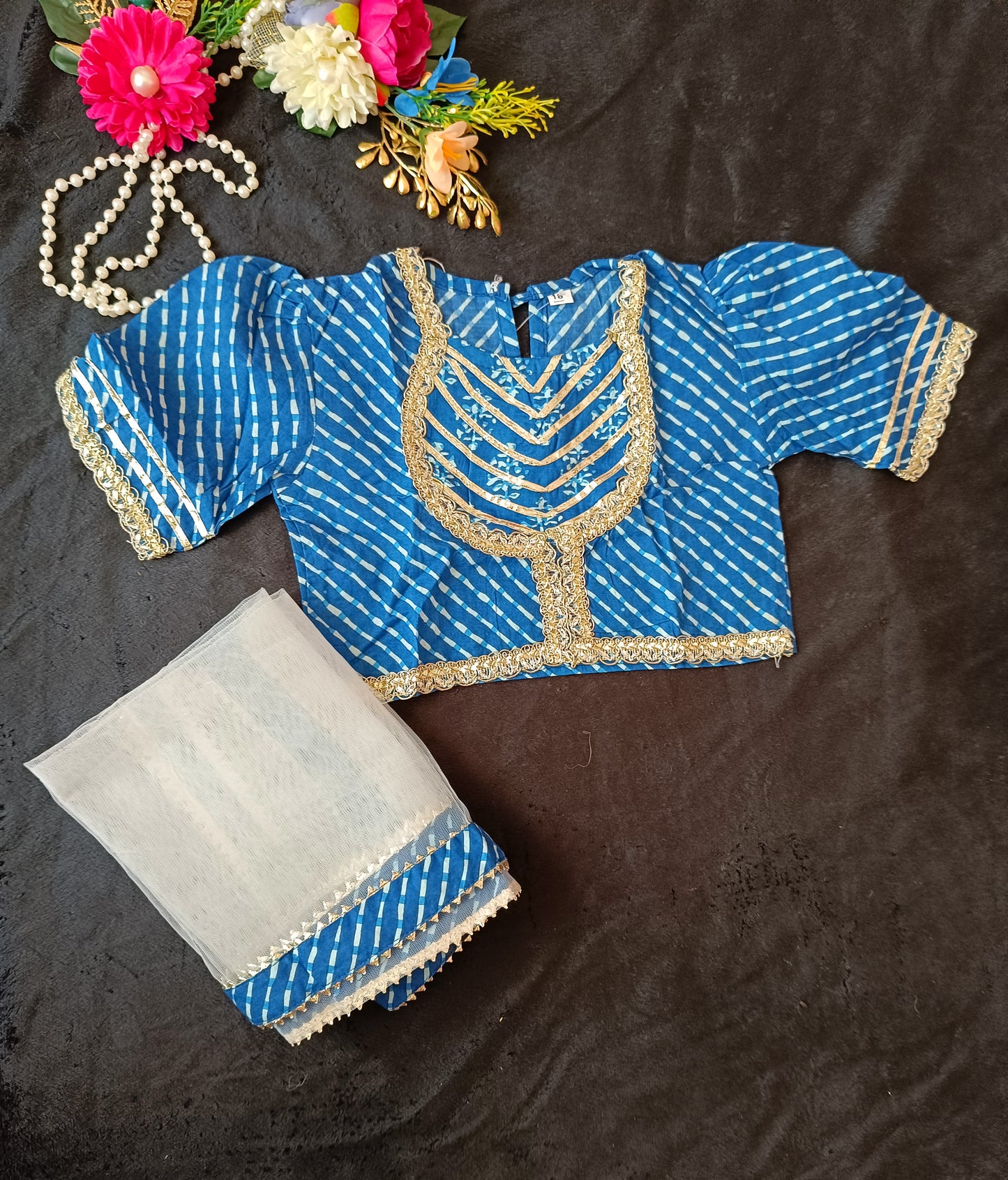 Block Print Blue Colour Lehenga Choli