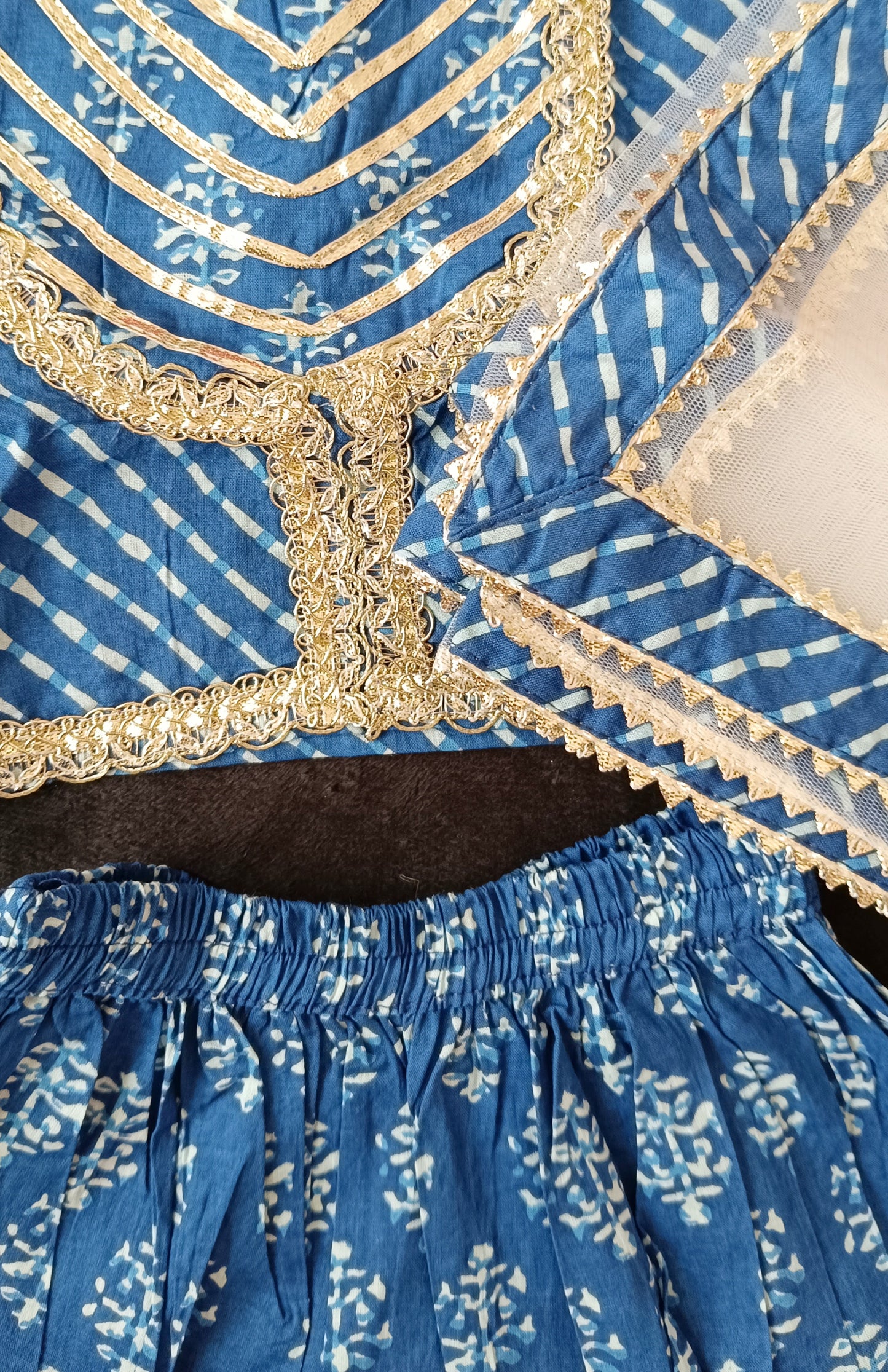 Block Print Blue Colour Lehenga Choli