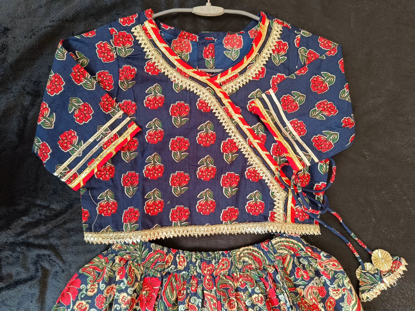Block Print Navy Blue Coloured Lehnga Choli