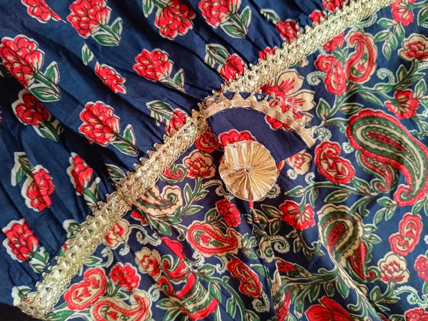 Block Print Navy Blue Coloured Lehnga Choli