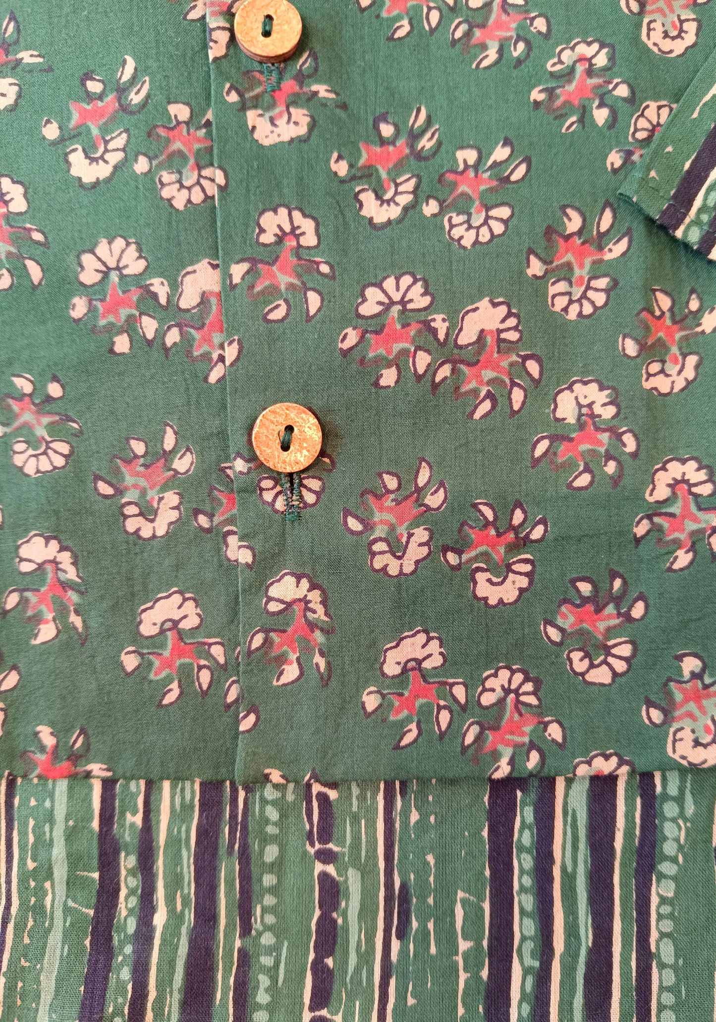 Dark Henna Green print Jacket with Kurta -Pyjama